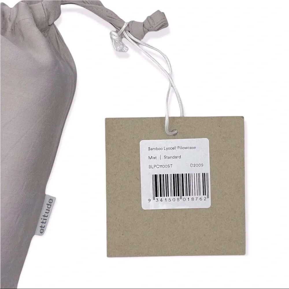 NEW Ettitude Travel Pillowcase Bamboo Lyocell Standard Size Mist Color w/ Pouch - Picture 5 of 10